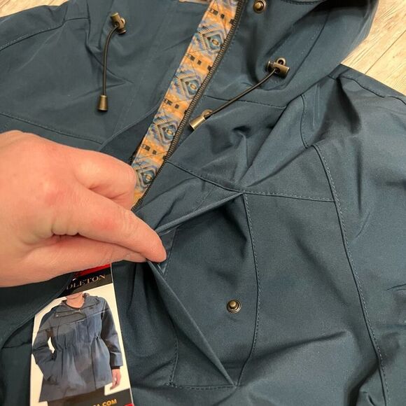 NWT PENDLETON Women’s Jacket Medium Blue Lined Ribbed Cuffs Pockets Toggle Waist - Picture 14 of 16